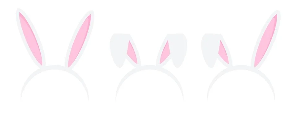Set Easter rabbit ears headband  icon  isolated on white background. Flat c.. Stock-Illustration