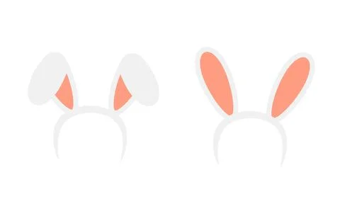 Set Easter rabbit ears headband  icon  isolated on white background. Flat c.. Stock Illustration