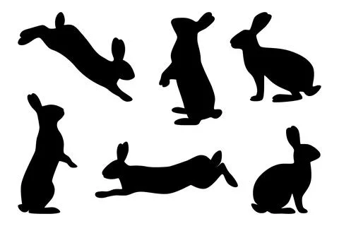 Set of Easter rabbits silhouettes Ilustración de archivo