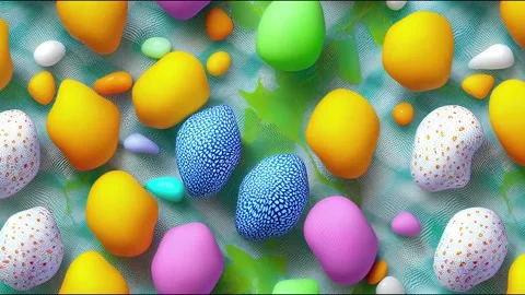 Set of Easter seamless animations in blue, orange, green, Stock Footage 220127644