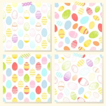 Set of easter seamless patterns Stock Illustration