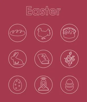 Set of easter simple icons 스톡 일러스트