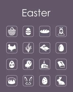 Set of easter simple icons 스톡 일러스트