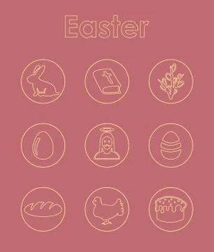 Set of easter simple icons 스톡 일러스트