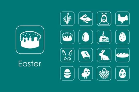 Set of Easter simple icons 스톡 일러스트