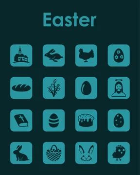 Set of easter simple icons 스톡 일러스트