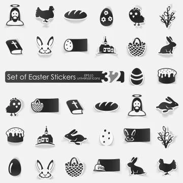 Set of easter stickers Illustrazione stock
