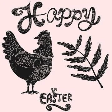 Set of Easter vector elements with decorative patterns. Silhouettes of Easter Stock-Illustration