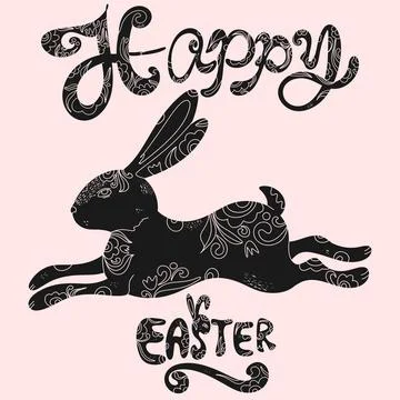 Set of Easter vector elements with decorative patterns. Silhouettes of Easter Stock Illustration