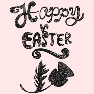 Set of Easter vector elements with decorative patterns. Silhouettes of Easter Illustrazione stock