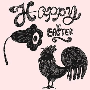 Set of Easter vector elements with decorative patterns. Silhouettes of Easter Stockillustratie