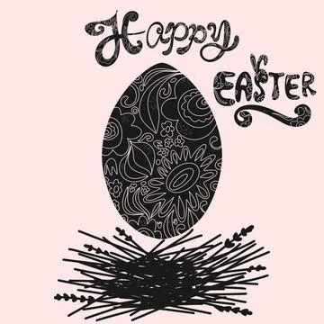 Set of Easter vector elements with decorative patterns. Silhouettes of Easter 库存插图