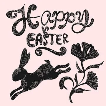 Set of Easter vector elements with decorative patterns. Silhouettes of Easter Stockillustratie