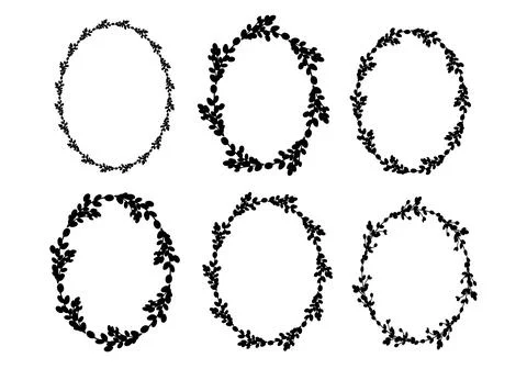Set of Easter willow wreaths.Oval floral wreath Illustrazione stock