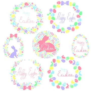 A set of Easter wreaths Stock Illustration