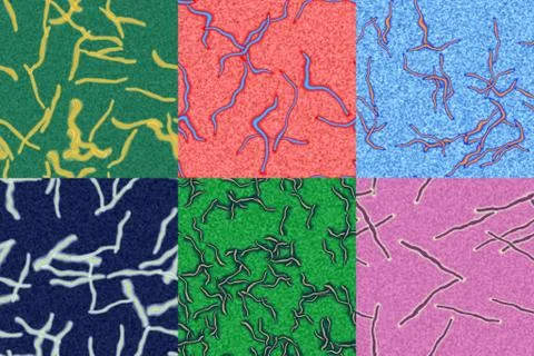 Set of ebola seamless generated textures Stock Illustration