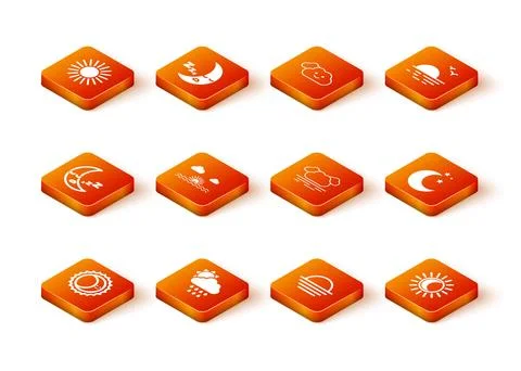 Set Eclipse of the sun, Cloud with rain and, Moon icon, Sunset,  and stars .. Ilustração Stock