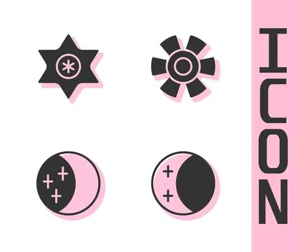 Set Eclipse of the sun, Falling star, and Sun icon. Vector 스톡 일러스트