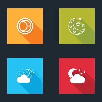 Set Eclipse of the sun, Moon and stars, Cloud with moon and icon. Vector Stock Illustration