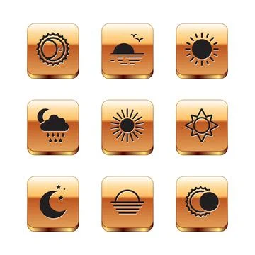 Set Eclipse of the sun, Moon and stars, Sunset, Cloud with rain moon, and icon 스톡 일러스트
