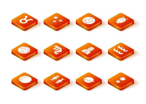 Set Eclipse of the sun, Pisces zodiac, Planet Mars, Virgo, Saturn, Astrology Ilustração Stock