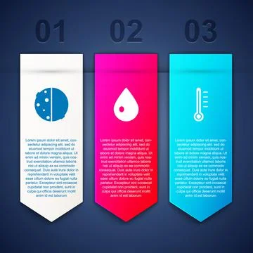 Set Eclipse of the sun, Water drop and Meteorology thermometer. Business イラスト素材