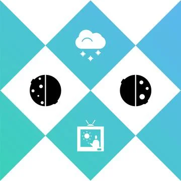 Set Eclipse of the sun, Weather forecast, Cloud with snow and icon. Vector Stock Illustration