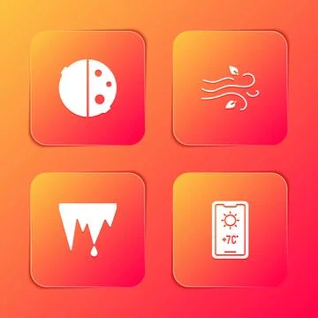 Set Eclipse of the sun, Wind, Icicle and Weather forecast icon. Vector Stock-Illustration