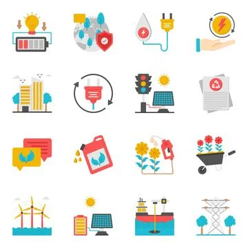 Set of Eco and Nature Flat Icons Stock Illustration