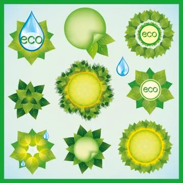 Set of eco design decorative elements Stock Illustration