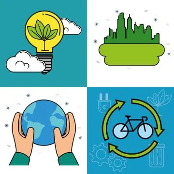 Set of eco energy elements 스톡 일러스트