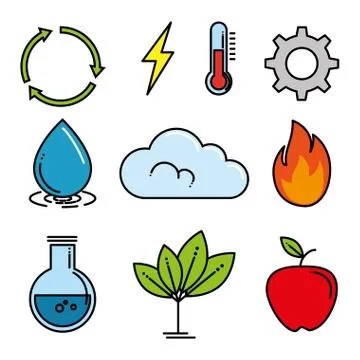Set of eco energy elements Illustrazione stock