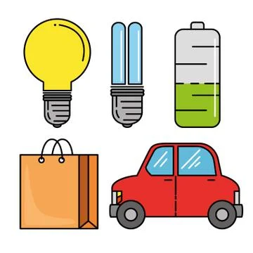 Set of eco energy elements Stock Illustration