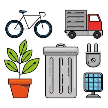 Set of eco energy elements Stock Illustration