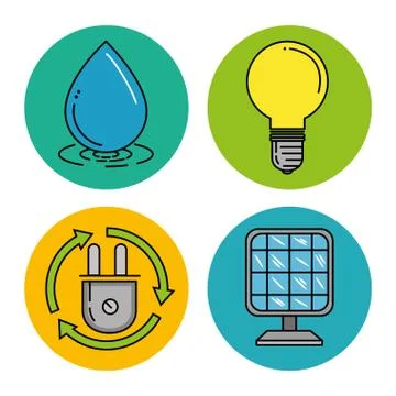 Set of eco energy elements Stock Illustration