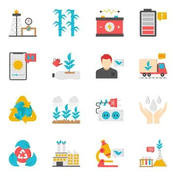 Set of Eco Flat Icons Stock Illustration