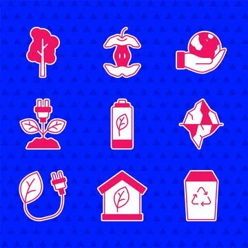 Set Eco nature leaf battery, friendly house, Recycle bin, Iceberg, Electric イラスト素材