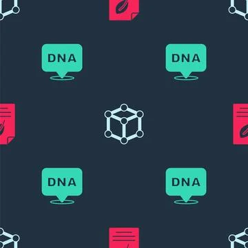 Set Eco paper with leaf, Molecule and DNA symbol on seamless pattern. Vector イラスト素材