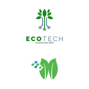 Set of Eco Technology Icon Vector Logo Template Illustration Design Stock Illustration