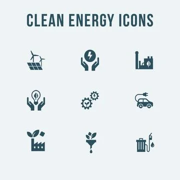 Set of eco vector icons in flat style. Eco collection with various icons on the Stock Illustration