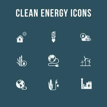 Set of eco vector icons in flat style. Eco collection with various icons on the Stock Illustration