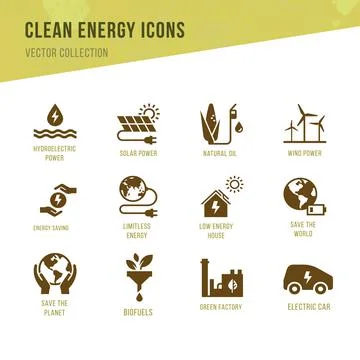 Set of eco vector icons in flat style. Eco collection with various icons on the Stock Illustration