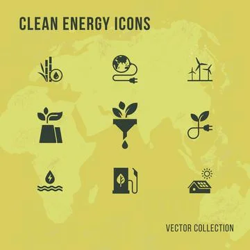 Set of eco vector icons in flat style. Eco collection with various icons on the Stock Illustration