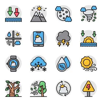 Set of Ecology and Nature Flat Icons Stock Illustration