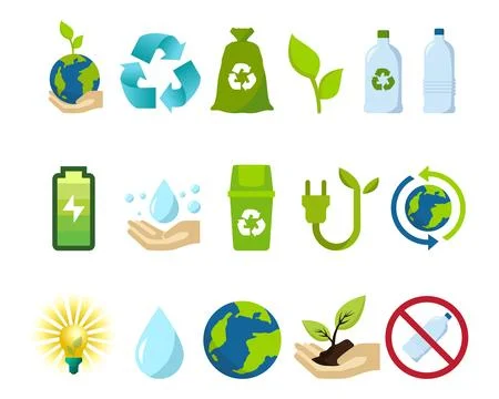 Set of ecology element vector illustration 库存插图