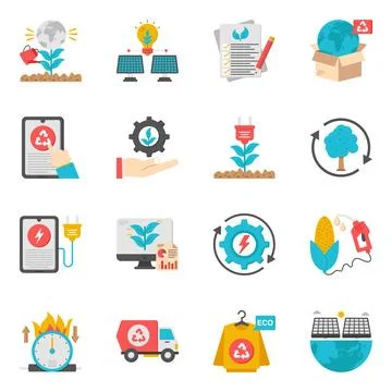 Set of Ecology Flat Icons Stock Illustration