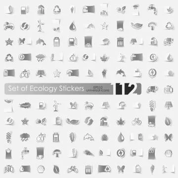Set of ecology stickers Stock Illustration
