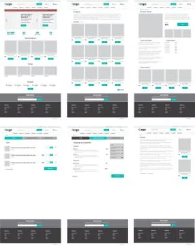 Set of ecommerce website templates. Homepage, category, product detail, shopp Stock Illustration