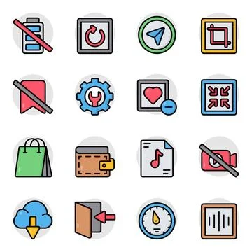 Set of Editable and Trendy Flat Icons Stock Illustration