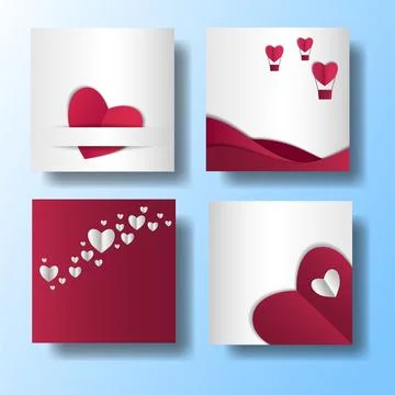 Set of Editable banner template design. Valentines day sale social media. Red Stock Illustration